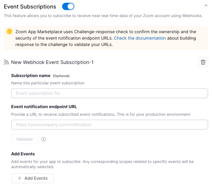 Events in Zoom Apps